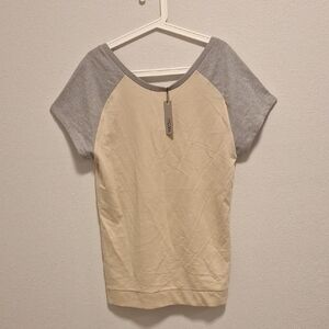 NWT.  Oversized Wesc Gray and Cream Short Sleeve Top